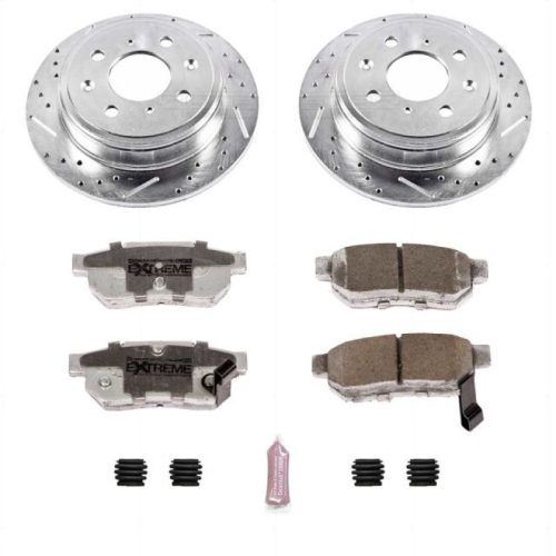 1991-1997 Honda Prelude & Civic del Sol Z26 Street Warrior Brake Upgrade Kit - Premium Heavy-Duty Drilled & Slotted Rotors with Carbon-Fiber Ceramic Pads