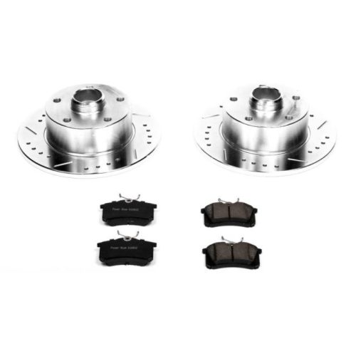 2001-2004 Audi A4 Rear Z23 Evolution Sport Brake Kit with Drilled & Slotted Rotors and Carbon-Fiber Ceramic Pads - Premium Replacement