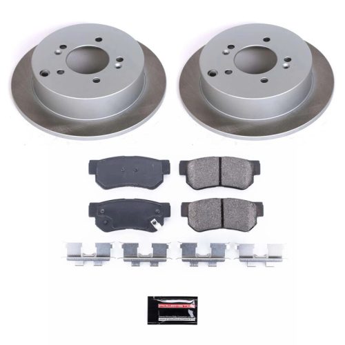 2002-2006 Hyundai Santa Fe Rear Semi-Coated Rotor Brake Kit with Ceramic Pads - Premium Replacement