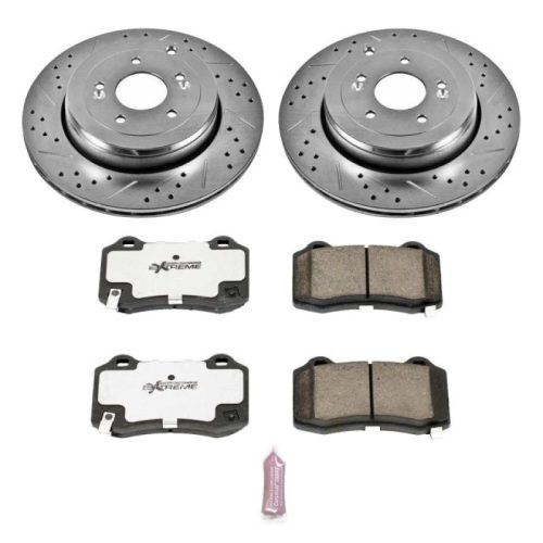2011-2014 Hyundai Genesis Coupe Rear Z26 Street Warrior Brake Upgrade Kit with Drilled & Slotted Rotors - Premium Replacement