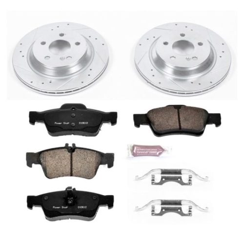 2003-2006 Mercedes-Benz S430 Rear Z23 Evolution Sport Brake Kit - Heavy-Duty Drilled & Slotted Rotor & Carbon-Fiber Ceramic Brake Pads - Premium Replacement