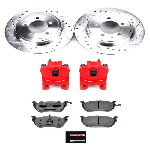 2002-2003 Ford Explorer Rear Z36 Truck & Tow Brake Upgrade Kit with Drilled & Slotted Rotors, Carbon-Fiber Ceramic Pads, Powder Coated Calipers - Premium Replacement