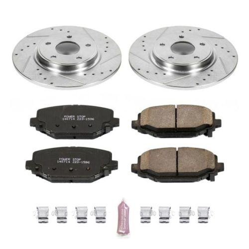 2012-2013 Dodge Journey & Chrysler Town & Country Rear Z23 Evolution Sport Brake Kit - Heavy Duty Drilled & Slotted Rotor Upgrade with Carbon-Fiber Ceramic Pads - Premium Replacement