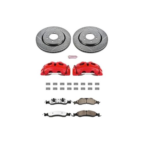 2007 Ford Expedition & Lincoln Navigator Heavy-Duty Front Brake Upgrade Kit with Drilled & Slotted Rotors and Carbon-Fiber Ceramic Pads - Premium Replacement