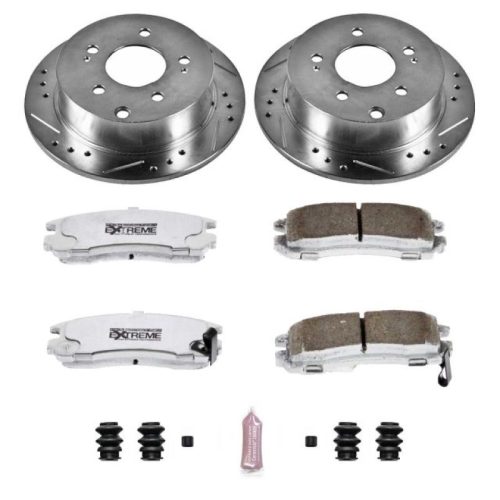 2005-2006 Mitsubishi Galant Rear Z26 Street Warrior Brake Upgrade Kit - Drilled & Slotted Rotors, Carbon-Fiber Ceramic Pads for Heavy-Duty Performance - Premium Replacement