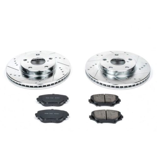 2001-2005 Toyota RAV4 Front Z23 Evolution Sport Brake Upgrade Kit - Heavy-Duty Drilled & Slotted Rotors with Carbon-Fiber Ceramic Pads - Premium Replacement
