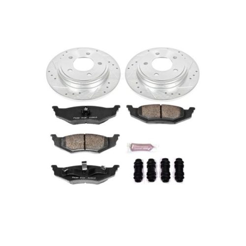 1999-2004 Chrysler 300M Rear Z23 Evolution Sport Brake Upgrade Kit with Drilled and Slotted Rotors - Premium Replacement