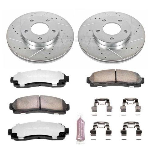 2001-2005 Ford Escape & 2001-2005 Mazda Tribute Z36 Truck & Tow Brake Upgrade Kit - Heavy-Duty Drilled & Slotted Rotors with Carbon-Fiber Ceramic Pads - Premium Replacement