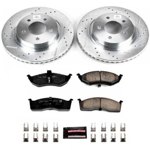1999-2004 Chrysler 300M Front Brake Upgrade Kit with Drilled & Slotted Rotors and Carbon-Fiber Ceramic Pads - Premium Replacement