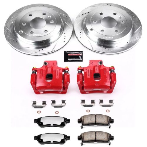2007-2009 Buick Enclave & 2008-2009 Saturn Outlook Rear Z36 Truck & Tow Brake Upgrade Kit with Powder Coated Calipers - Heavy-Duty Drilled & Slotted Rotors and Carbon-Fiber Ceramic Pads
