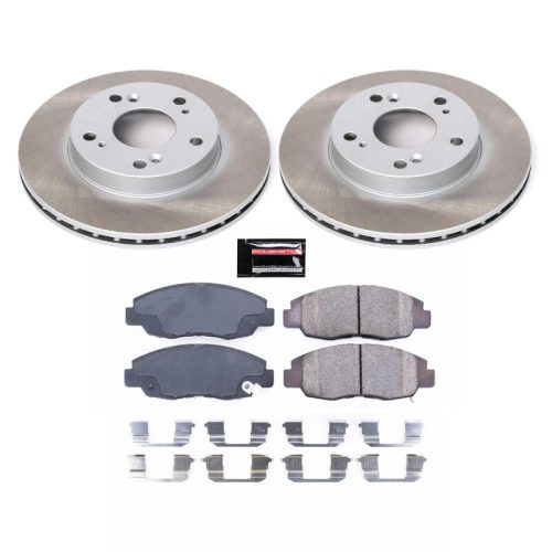 2006-2009 Honda Civic Front Semi-Coated Rotor and Ceramic Brake Pad Assembly - Premium Replacement