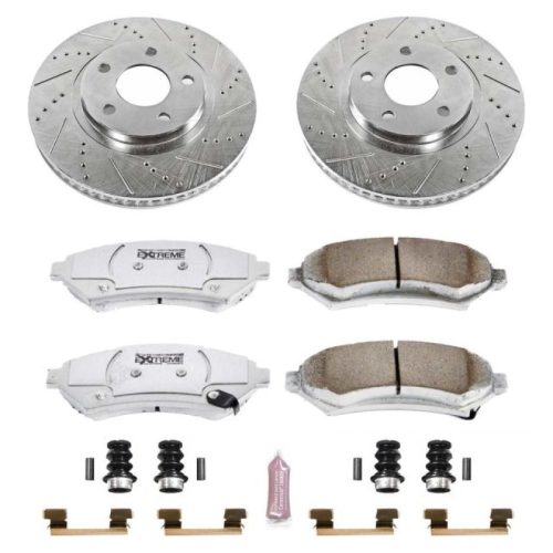 2000-2005 Chevrolet Impala & Monte Carlo Z26 Street Warrior Brake Upgrade Kit - High-Performance Drilled & Slotted Rotors with Carbon-Fiber Ceramic Pads - Premium Replacement