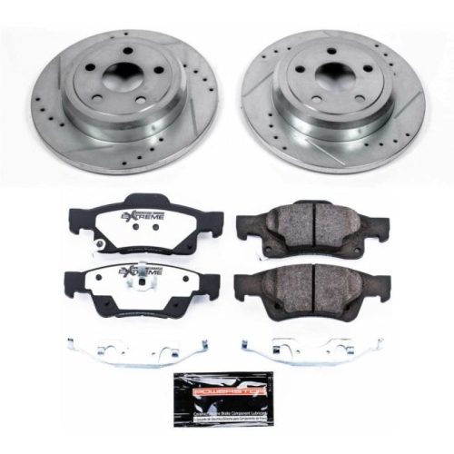 2011-2014 Jeep Grand Cherokee Rear PowerStop Z36 Truck & Tow Brake Kit - Heavy-Duty Drilled & Slotted Rotor and Carbon-Fiber Ceramic Brake Pads - Premium Replacement