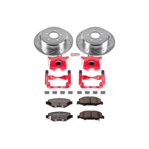 2007-2012 Dodge Nitro & 2010-2011 Jeep Liberty Heavy-Duty Brake Upgrade Kit with Drilled & Slotted Rotors, Carbon-Fiber Ceramic Pads, Powder Coated Calipers - Premium Replacement