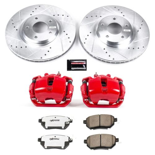 2003-2005 Infiniti FX35 & FX45 Front Z26 Street Warrior Brake Upgrade Kit with Drilled & Slotted Rotors - Premium Replacement
