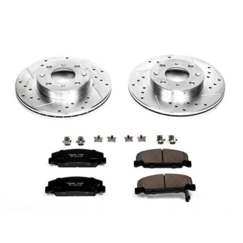 1988-1989 Honda CRX Front Z23 Evolution Sport Brake Upgrade Kit with Drilled & Slotted Rotors - Premium Heavy-Duty Replacement