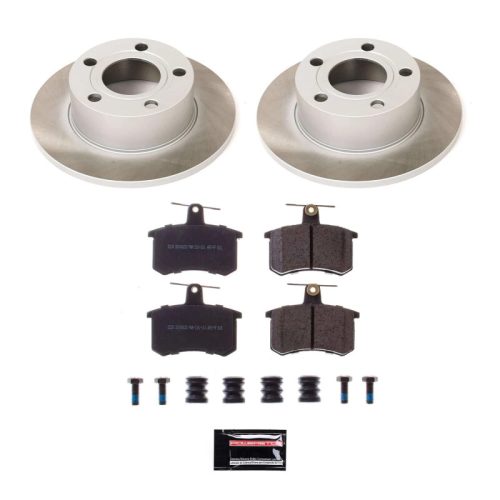 1995-1998 Audi A6 Quattro Rear Semi-Coated Rotor and Ceramic Brake Pad Assembly - Premium Replacement
