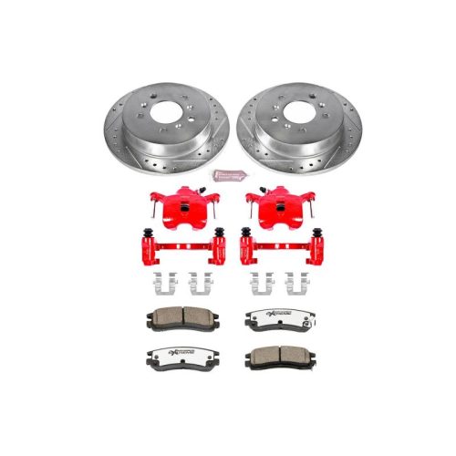 2008-2010 Chevrolet Impala Rear Brake Upgrade Kit with Drilled & Slotted Rotors, Carbon-Fiber Ceramic Pads, Powder Coated Calipers - Premium Replacement
