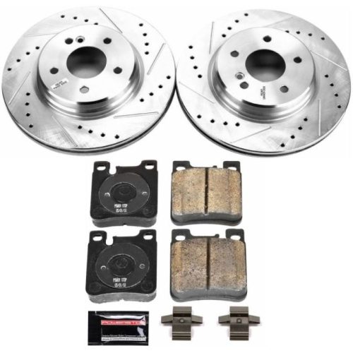 2002-2006 Mercedes-Benz C32 AMG & C55 AMG Rear Brake Performance Upgrade Kit with Drilled & Slotted Rotors and Carbon-Fiber Ceramic Pads - Premium Replacement