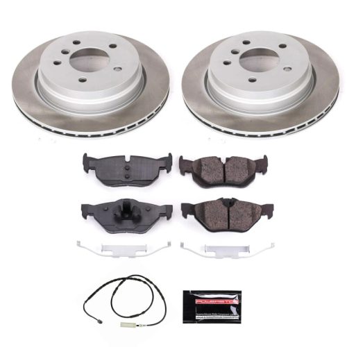 2013-2015 BMW X1 Rear Semi-Coated Rotor and Low-Dust Ceramic Brake Pad Assembly - Premium Replacement