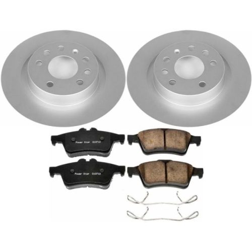 2003-2011 Saab 9-3 Rear Brake Rotor and Pad Assembly - Heavy-Duty Performance Coated Brake Kit for European Vehicles - Premium Replacement