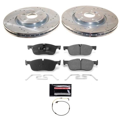 2018-2020 Land Rover Range Rover Velar Front Brake Rotor and Carbon-Fiber Ceramic Brake Pad Upgrade Kit - Heavy Duty Performance with Drilled & Slotted Rotors, Premium Hardware, and Noise Reduction