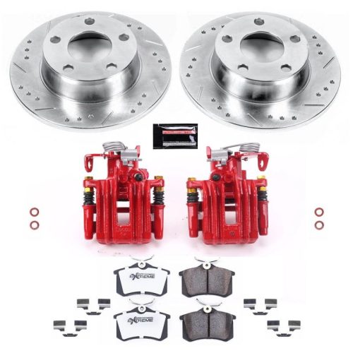 2000-2004 Audi A6 Quattro Rear Z26 Street Warrior Brake Performance Upgrade Kit with Drilled & Slotted Rotors, Carbon-Fiber Ceramic Pads, Powder Coated Calipers - Premium Replacement