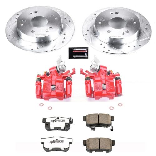 2000-2002 Honda Accord Rear Z26 Street Warrior Brake Upgrade Kit with Drilled & Slotted Rotors and Powder Coated Calipers - Premium Replacement