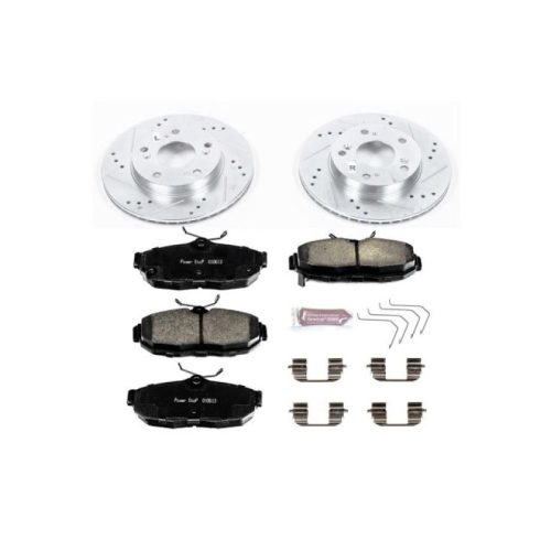 2012-2015 Honda Civic Front Z23 Evolution Sport Brake Upgrade Kit - Premium Heavy-Duty Drilled & Slotted Rotors with Carbon-Fiber Ceramic Pads