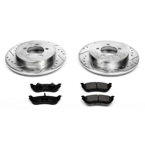 2002-2003 Ford Explorer Rear Z23 Evolution Sport Brake Upgrade Kit - Drilled & Slotted Rotors with Carbon-Fiber Ceramic Brake Pads - Premium Replacement