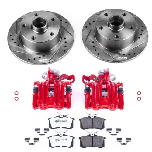 2001-1998 Audi A4 Rear Z26 Street Warrior Brake Upgrade Kit with Drilled & Slotted Rotors and Powder Coated Calipers - Premium Replacement