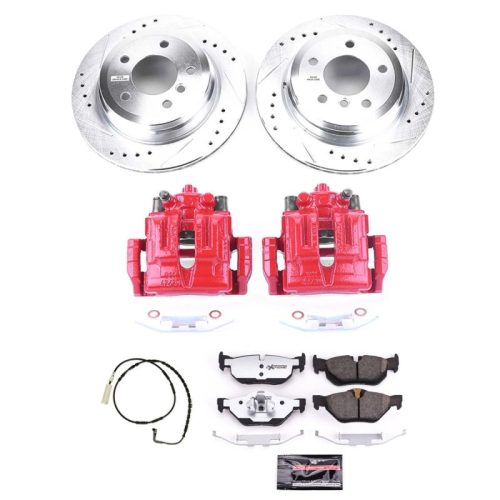 2010 BMW 328i xDrive Rear Brake Performance Upgrade Kit with Drilled & Slotted Rotors, Carbon-Fiber Ceramic Pads, Powder Coated Calipers - Premium Replacement