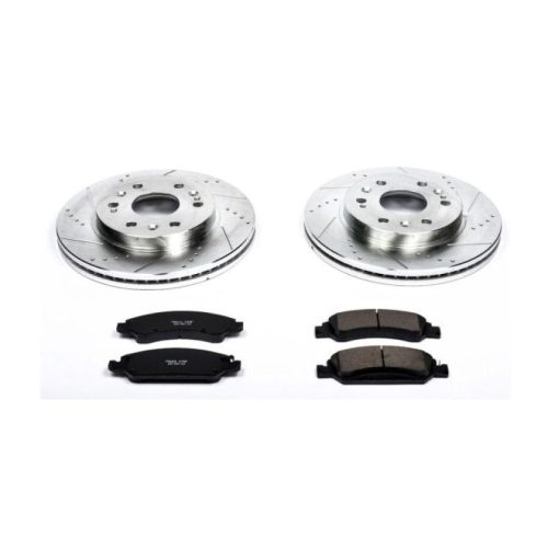 2008-2019 Cadillac Escalade Front Z23 Evolution Sport Brake Upgrade Kit - Premium Heavy-Duty Drilled & Slotted Rotors with Carbon-Fiber Ceramic Pads for Towing and Daily Use