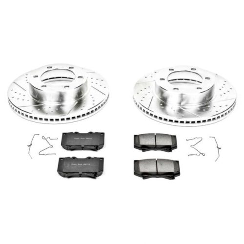 2000-2002 Toyota Tundra & Sequoia Front Brake Upgrade Kit with Drilled & Slotted Rotors and Carbon-Fiber Ceramic Pads - Premium Replacement