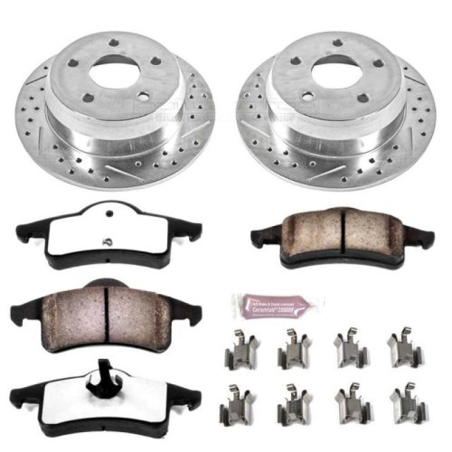 2000-2004 Jeep Grand Cherokee Rear Z36 Truck & Tow Brake Upgrade Kit - Heavy-Duty Drilled & Slotted Rotors with Carbon-Fiber Ceramic Pads - Premium Replacement
