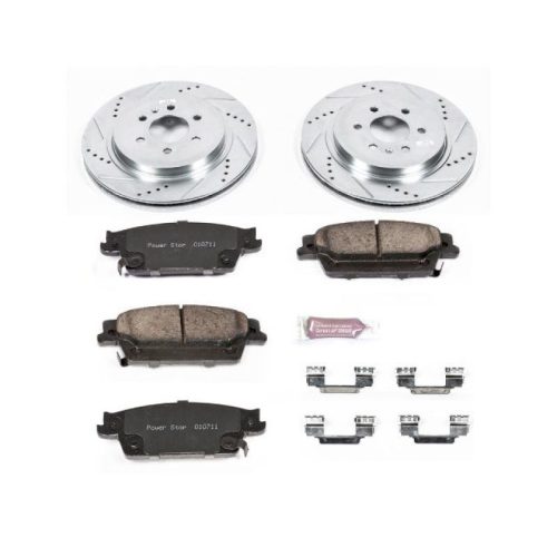 2004-2009 Cadillac SRX Rear Z23 Evolution Sport Brake Kit with Drilled & Slotted Rotors and Carbon-Fiber Ceramic Pads - Premium Replacement