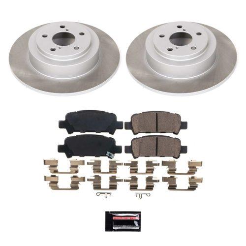 2001-2005 Subaru Legacy Rear Heavy-Duty Semi-Coated Rotor and Ceramic Brake Pad Assembly - Premium Replacement