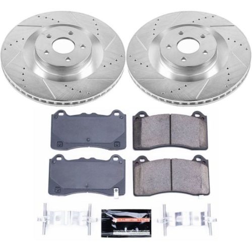 2016-2018 Ford Focus Front Z23 Evolution Sport Brake Upgrade Kit - Premium Replacement for Drilled & Slotted Rotors with Carbon-Fiber Ceramic Pads