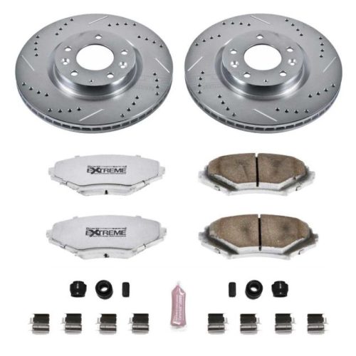 2004-2008 Mazda RX-8 Front Z26 Street Warrior Brake Upgrade Kit - Heavy-Duty Drilled & Slotted Rotors with Carbon-Fiber Ceramic Pads for Performance and Towing