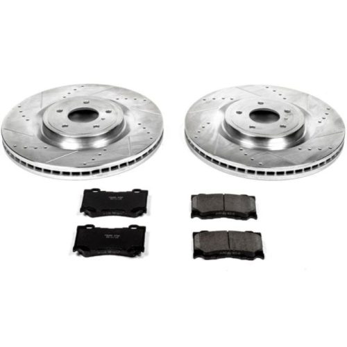 2009-2013 Nissan 350Z & 370Z Front Z23 Evolution Sport Brake Assembly - Heavy-Duty Drilled & Slotted Rotors with Carbon-Fiber Ceramic Pads - Premium Replacement