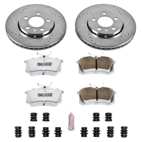 2002-2006 Volkswagen Golf, 2003-2006 Audi TT Quattro Rear Z26 Street Warrior Brake Upgrade Kit - Heavy-Duty Drilled & Slotted Rotors with Carbon-Fiber Ceramic Pads - Premium Replacement