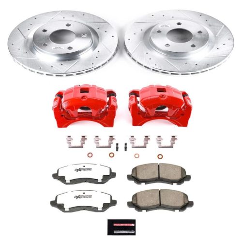 2007-2011 Mitsubishi Outlander Front Z26 Street Warrior Brake Kit with Calipers - High-Performance Drilled and Slotted Rotors, Carbon-Fiber Ceramic Pads, Powder Coated Calipers - Premium Replacement