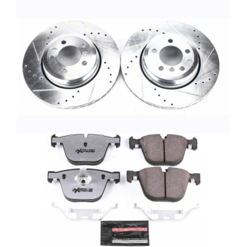 2002-2005 BMW 745i, 745Li & 760i Rear Z26 Street Warrior Brake Upgrade Kit - High Performance Drilled & Slotted Rotors with Carbon-Fiber Ceramic Pads for Heavy-Duty Towing and Street Use - Premium Replacement
