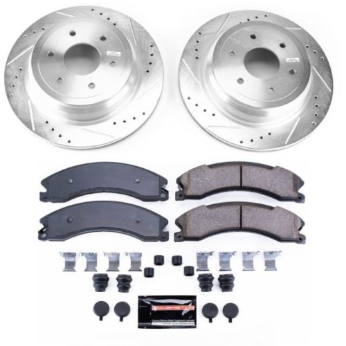 2016-2017 Nissan Titan XD Rear Z23 Evolution Sport Brake Upgrade Kit with Drilled & Slotted Rotors and Carbon-Fiber Ceramic Pads - Premium Replacement