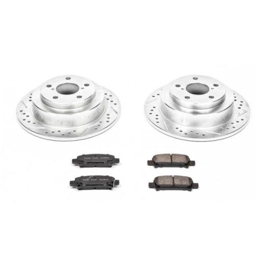 2001-2003 Subaru Impreza & Forester Rear Z23 Evolution Sport Brake Upgrade Kit - Heavy-Duty Drilled & Slotted Rotor & Carbon-Fiber Ceramic Brake Pads - Premium Replacement