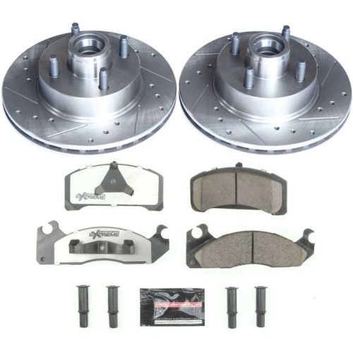 1983-1993 Ford Mustang Front Z26 Street Warrior Brake Upgrade Kit - Heavy Duty Drilled & Slotted Rotors with Carbon-Fiber Ceramic Pads for Performance and Towing - Premium Replacement