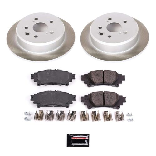 2014-2015 Lexus IS250 Rear Semi-Coated Rotor Brake Kit with Ceramic Pads and Hardware - Premium Replacement