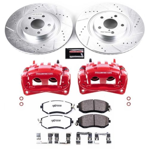 2013-2016 Subaru BRZ, 2013-2015 Scion FR-S Front Z26 Street Warrior Brake Upgrade Kit with Drilled & Slotted Rotors, Carbon-Fiber Ceramic Pads, Powder Coated Calipers - Premium Replacement