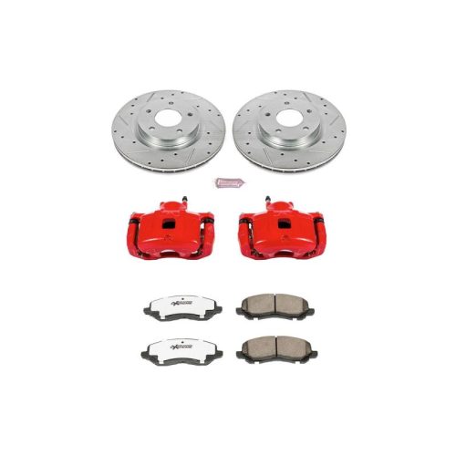 2008-2011 Dodge Avenger Front Brake Upgrade Kit with Drilled & Slotted Rotors, Carbon-Fiber Ceramic Pads, Powder Coated Calipers - Premium Replacement