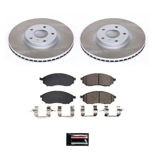 2006-2009 Nissan 350Z and 370Z Front Semi-Coated Rotor Brake Assembly with Ceramic Pads - Premium Replacement